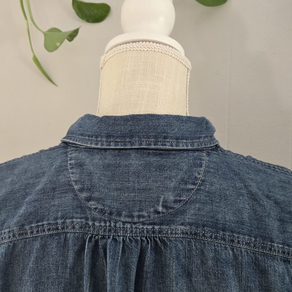 Ralph Laure Womens Denim Button-Down Shirt in Indigo Blue - Picture 5 of 10